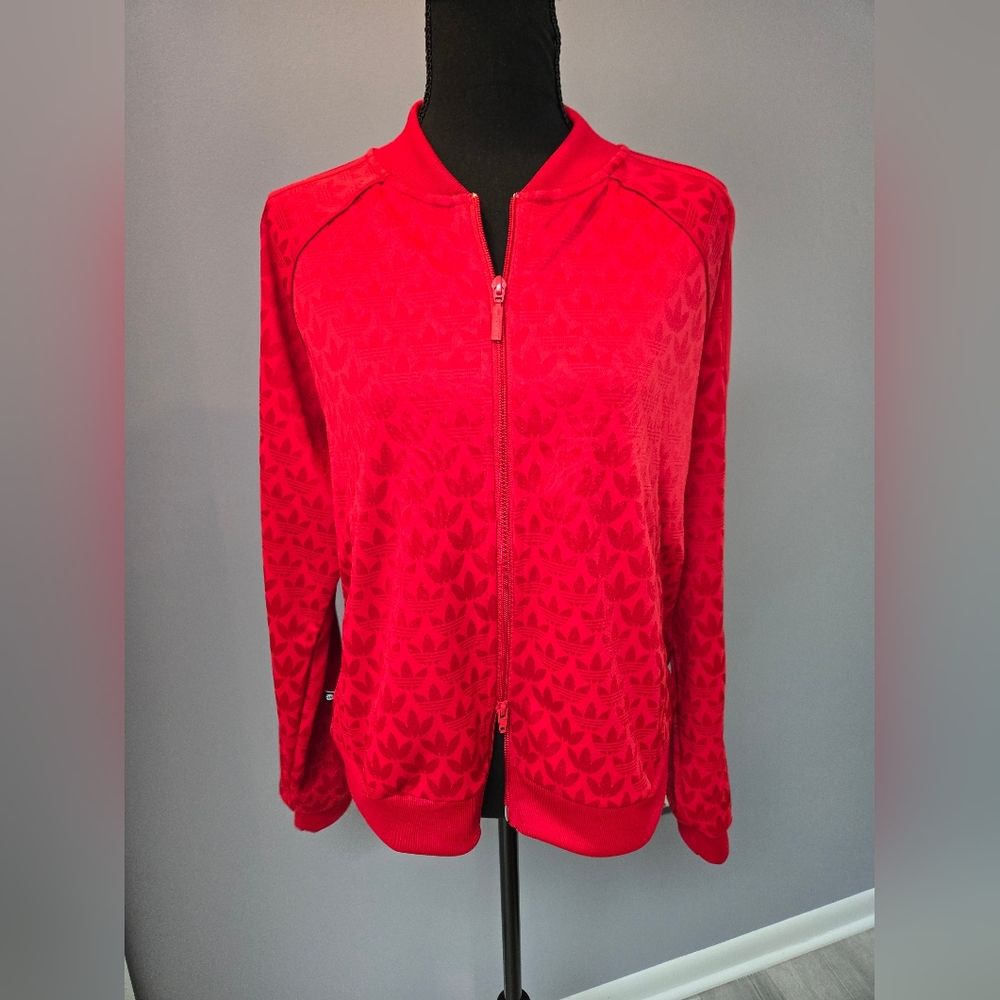 LAST CALL: Adidas Red Patterned Zip-Up Jacket
